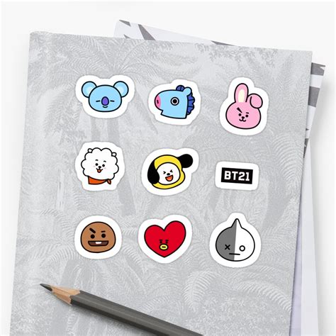 Bts Bt21 Faces Sticker By Oohfluff Redbubble