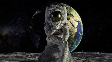 Hd Wallpaper Gray Rock Apollo Moon Landscape Astronaut Space