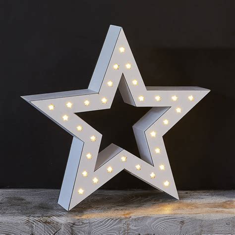 Wooden White Star Light By Primrose And Plum