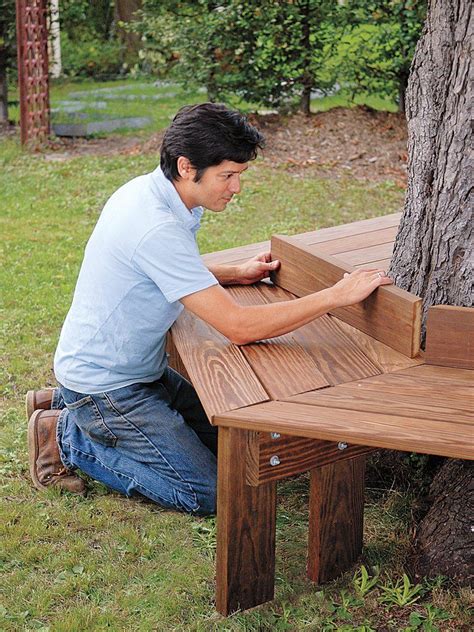 Make an outdoor storage bench seat to save space in your backyard. How to Build a Tree Bench | Outdoor diy projects, Diy ...
