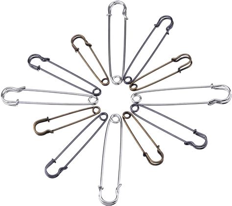 12 Pieces Extra Large Safety Pins Stainless Steel Heavy Duty Safety