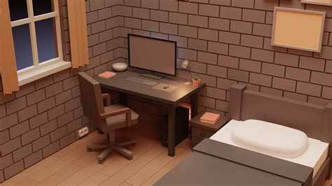 3d Model Isometric Low Poly Room Vr Ar Low Poly Cgtrader