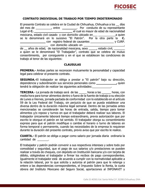 Contrato Individual De Trabajo A Tiempo Indeterminado Planta Gambaran