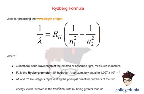 Rydberg Formula Equation And Solved Examples