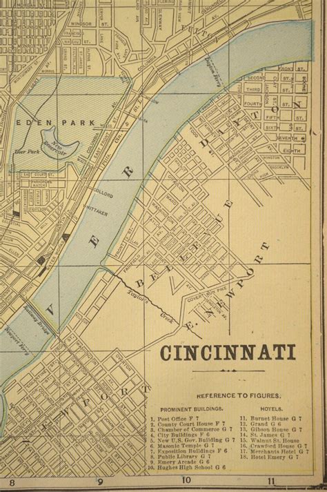 Antique Street Map Cincinnati Ohio Original Late 1800s 1890