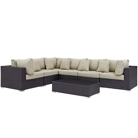 Modway Furniture Modern Convene 7 Piece Outdoor Patio Sectional Set Eei