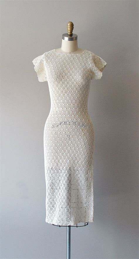 Crochet Dress 1930s Dress 30s Knit Dress Powder Light Etsy