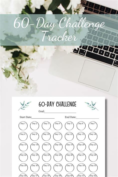 60 Day Challenge Tracker Printable Pdf Habit Tracker Etsy 60 Day