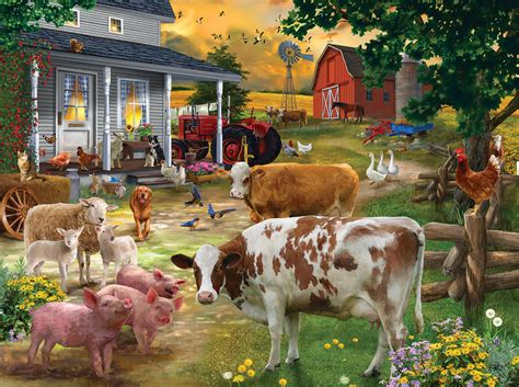 Gathering In The Farmyard 1000 Pieces Sunsout Puzzle Warehouse