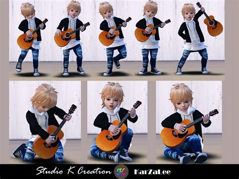 Toddler Playing Guitar By Studiokcreation Toddler Poses Sims 4 Studio
