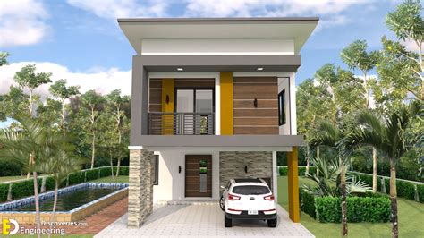 Two Storey House Plan With 3 Bedrooms And 2 Car Garage Engineering