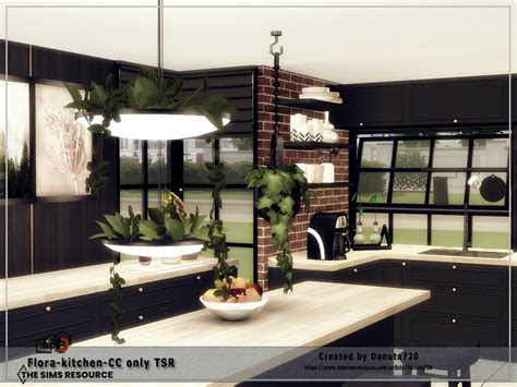 The Sims Resource Flora Kitchen Cc Only Tsr Sims 4 Kitchen Long