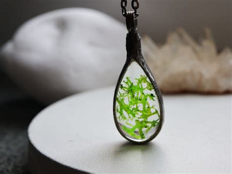 MOSS Necklace LICHEN Green Moss Terrarium Jewelry Christmas Etsy