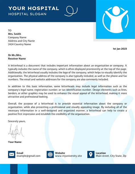 Dark Blue Modern Hospital Letterhead Template Venngage