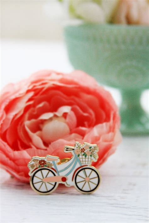 Floral Vintage Bicycle Enamel Pin Flamingo Toes