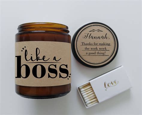 Cool christmas gifts for your boss. Like a Boss Candle Gift Hand Poured Soy Candle available ...