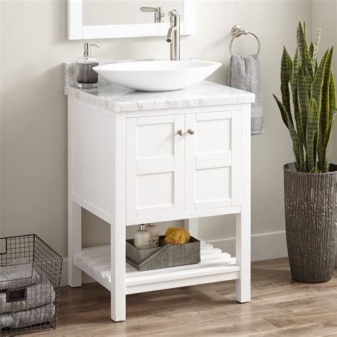 The sheer size of a trough sink lends itself to having multiple faucets using. 24" Everett Vessel Sink Console Vanity - White - Bathroom