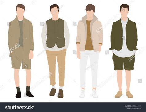Vector Young Men Various Casual Outfit Stock Vector Royalty Free