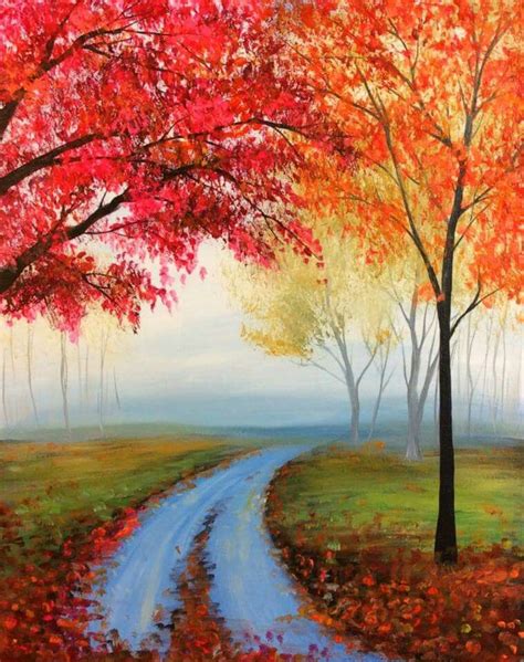 Fall Path Easy Canvas Painting Painting Gallery Beginner Painting