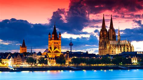 Wallpaper Cologne Cathedral Germany Cologne Europe Night 4k