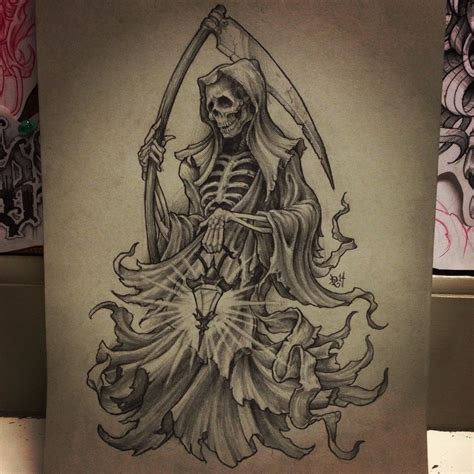 So wearing a weed plants tattoo is not exactly the smartest thing to do. The grimmiest of reapers... Pencil and white charcoal ...