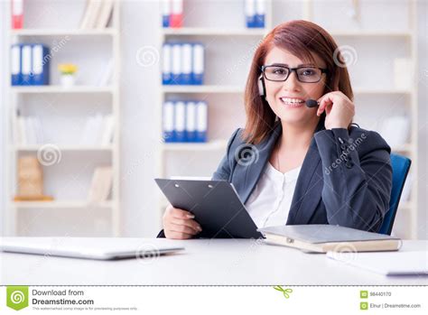 The Call Center Operator Working With Clients Stock Photo Image Of Client Businesswoman