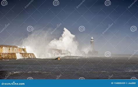 Tynemouth Storm Waves Royalty Free Stock Image