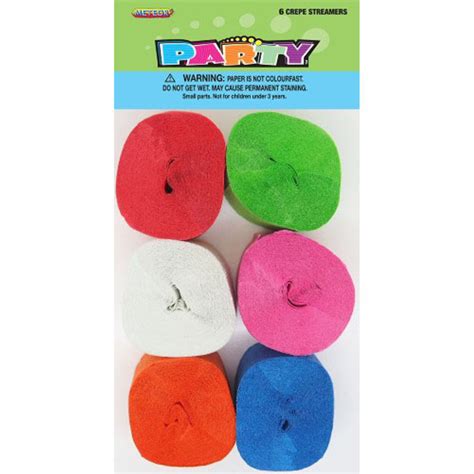 Assorted Crepe Paper Streamers 6pk Discount Party Warehouse