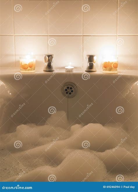 Bubble Bath And Candles Stock Photo Image Of Bating 69246094