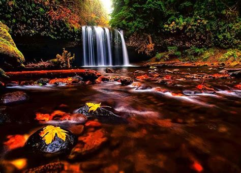 Red River Rock Waterfall Wallpaper Waterfall Scenery Autumn