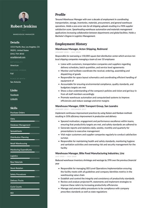 Once you've been working as a professional for a few years, your work experience section will fill the majority of your resume. Warehouse Manager Resume & Writing Guide | +18 Templates