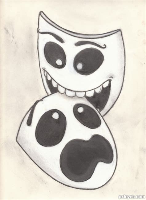 Bitey/terrified mask picture, by SkinMonkey for: drama mask td drawing