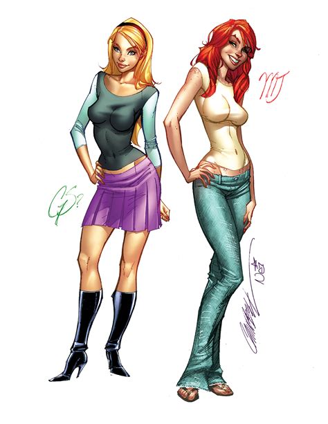 gwen stacy and mary jane watson by j scott campbell with colors by nei ruffino 2012 in james