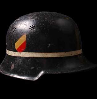 A hole is drilled thru the front of the. Luftwaffe Helmet | Airfield Fire Service | Double Decal