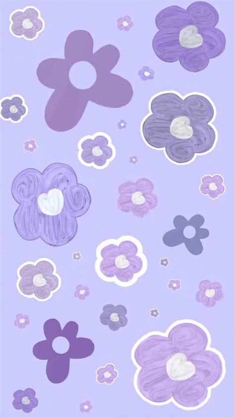 Purple Aesthetic Flower Lockscreen Hippie Wallpaper Cartoon