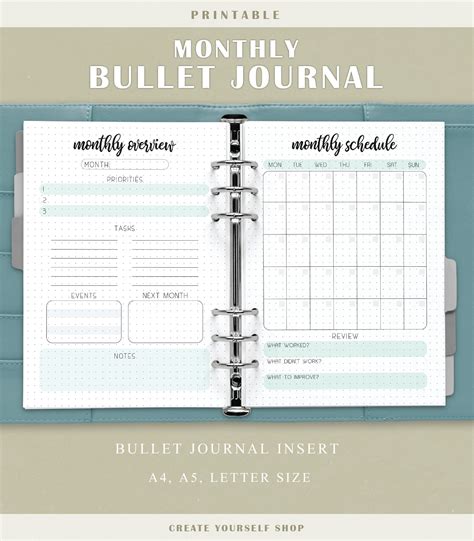 Printable Monthly Bullet Journal Monthly Log Monthly Etsy