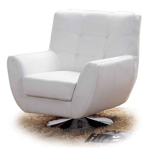 Modern swivel base lounge wing chair: Modern White Swivel Lounge Chair Niko