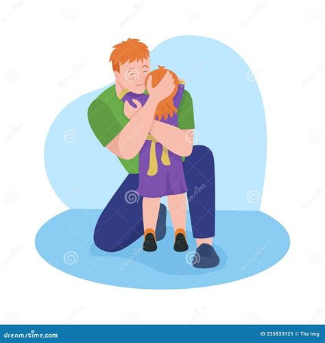 Father Hugging Daughter 2d Vector Isolated Illustration Stock Vector