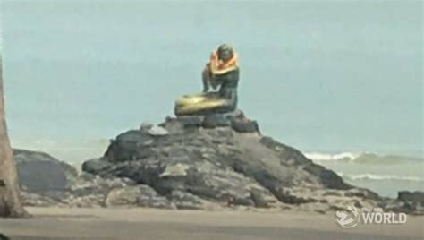 Famous Golden Mermaid On Songkhlas Samila Beach Damaged By Bomb Blasts