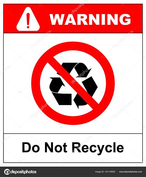 Do Not Recycle Symbol No Recycle Label Recycle Prohibition Sign