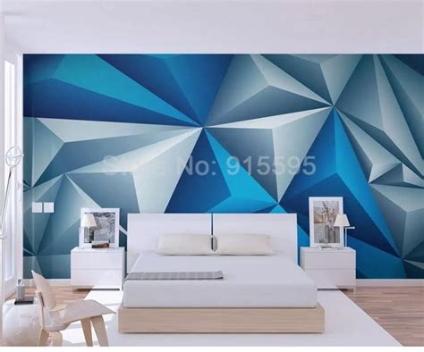 Custom 3d Wall Murals Wallpaper Modern Stereoscopic Blue Geometric In