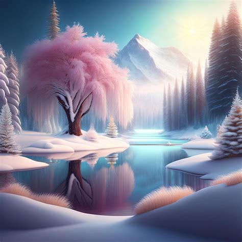 Premium Ai Image Beautiful Magical Winter Wonderland Landscape