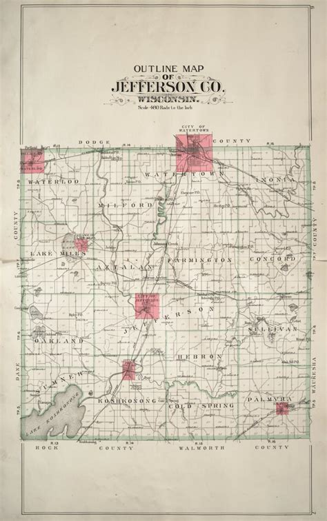 The State Plat Book Of Jefferson County Wisconsin Outline Map Of