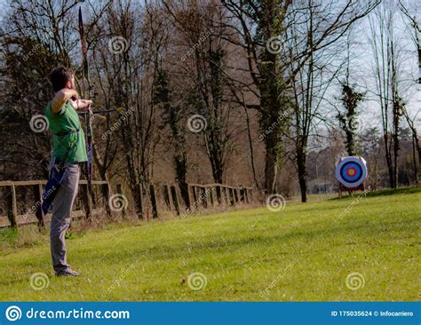 Archery Target Placed In A Meadow For Archer Training. Stock Photo - Image of archery, placed 