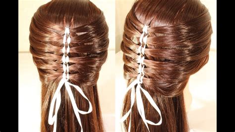 Simple Beautiful Hairstyle With Ribbons Youtube