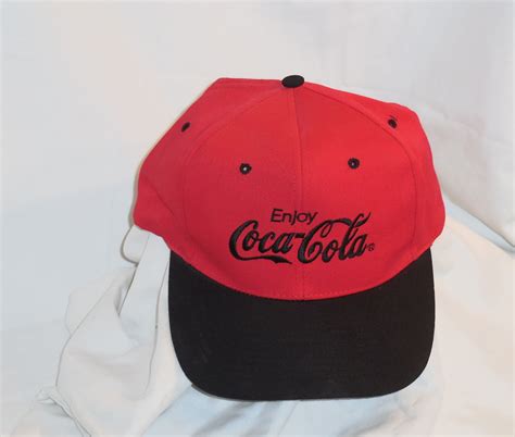 Vintage Coca Cola Coke Hat Cap Enjoy Black Bill 6 Panel Snapback