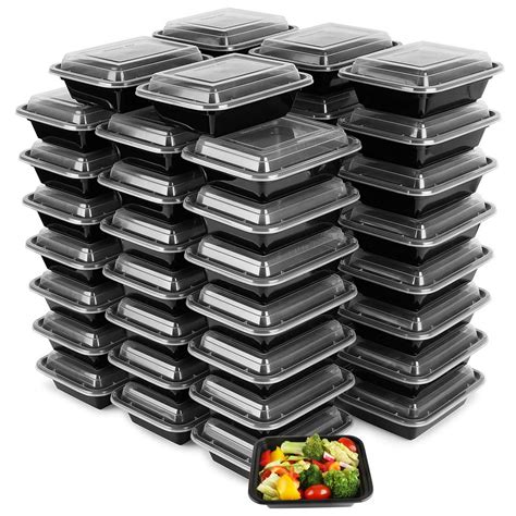 50 Pack Tiny Meal Prep Plastic Microwavable Food Containers Meal