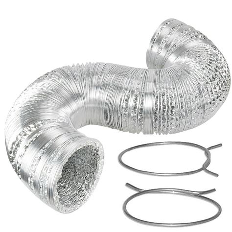 Flexible Dryer Duct Air Aluminum Vent Pipe 8 Feet X 4 Inch Includes 2