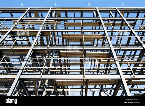 Framework Of Steel Girders For A New Building On A Construction Site