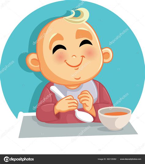 Bebê Comendo Puro Vetor Ilustração Dos Desenhos Animados Imagem